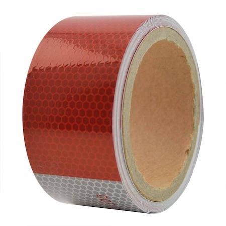 Superior Electric 2" x 15' ft High Visibility Conspicuity DOT-C2 Approved Reflective Safety Tape - 6" Red / 6" White RVA1552